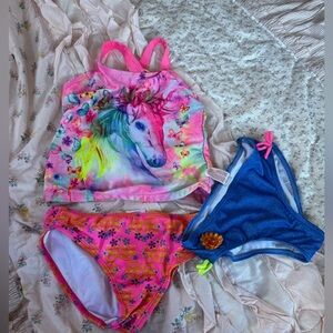 Multiples Kids Swim Bikinis / Tankini - Pink and Blue 6x & 7/8 see pics